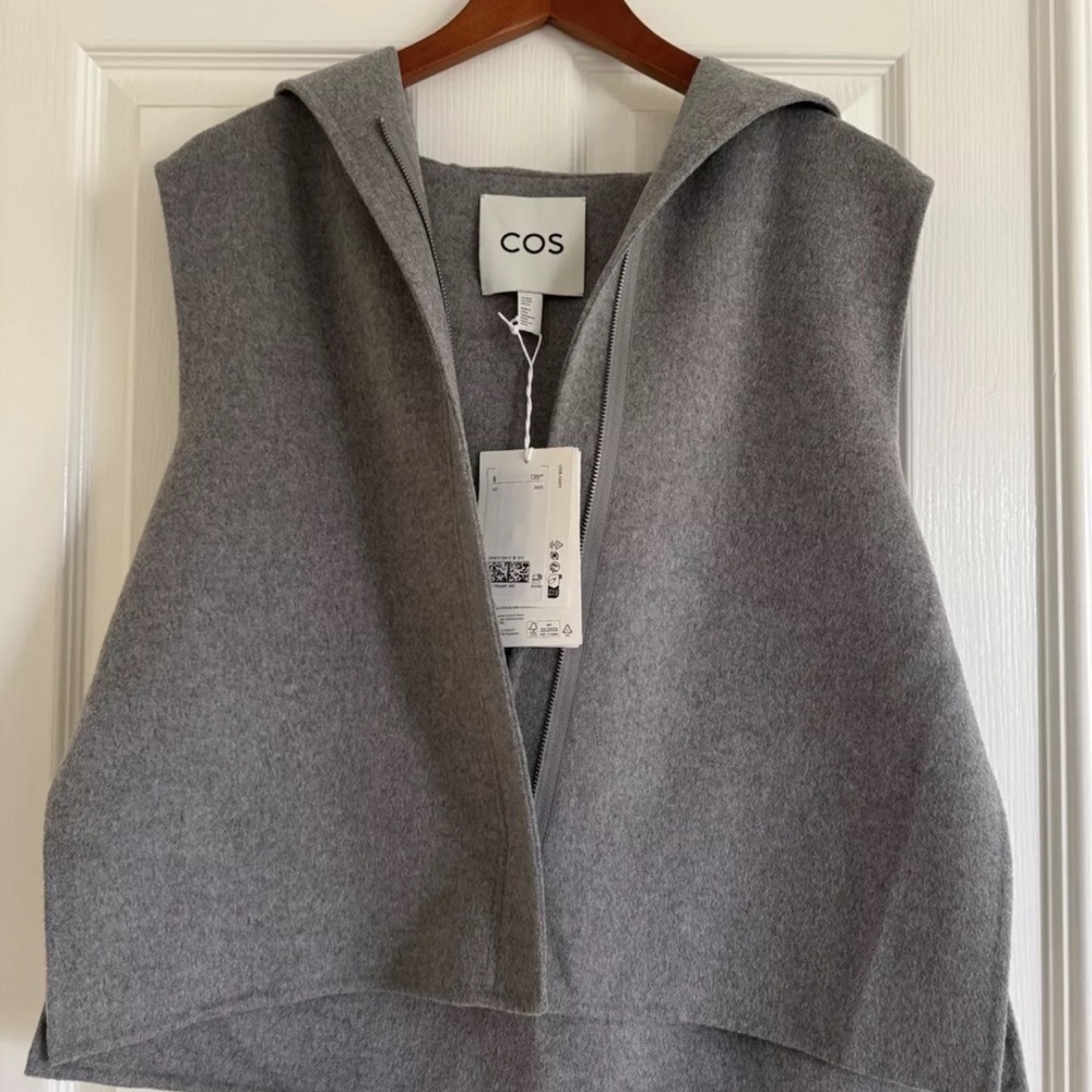 COS Gray Hooded Vest, xs/s, Pre-owned